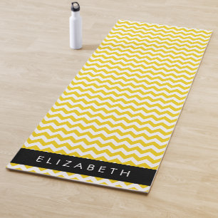 Geel zigzag, Geel Chevron, Jouw naam Yogamat