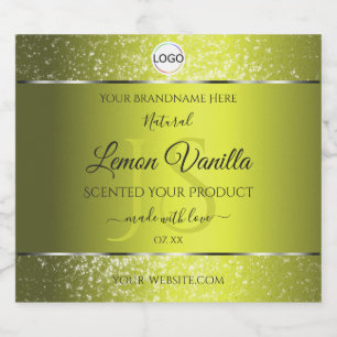 Geel Zilver Logo Initialen Glitter Product Labels Likeurfles Etiket
