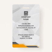 Geel & Zilver Modern ID met Foto & Barcode Badge (Achterkant)