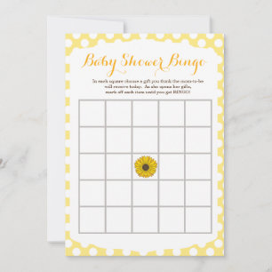 Geel zonnebloem Baby shower Bingo Game Kaart