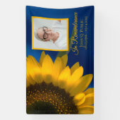 Geel Zonnebloem Blauw Viering van het Leven Begraf Spandoek (Verticaal)