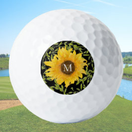 Geel Zonnebloem Bloemen op maat monogram dames Golfballen