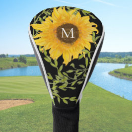 Geel Zonnebloem Bloemen op maat monogram dames Golfheadcover