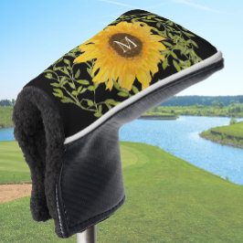 Geel Zonnebloem Bloemen op maat monogram dames Golfheadcover