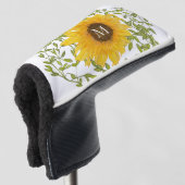 Geel Zonnebloem Bloemen op maat monogram dames Golfheadcover (3/4 voorkant)