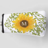 Geel Zonnebloem Bloemen op maat monogram dames Golfheadcover (Voorkant)