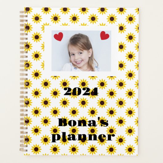 Geel Zonnebloem Custom foto Planner (Voorkant)