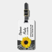 Geel Zonnebloem  Damask Bloemen Bagagelabel (Voorkant verticaal)