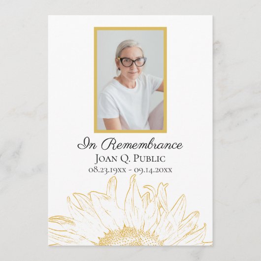 Geel Zonnebloem Grafische Begrafenisdienst Programma (Voorkant)