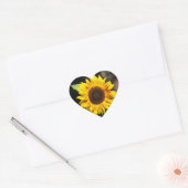 Geel Zonnebloem Hart Gevormde sticker (Envelop)