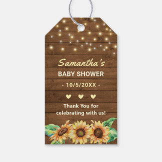 Geel Zonnebloem Land Neutraal Baby shower Favor Cadeaulabel
