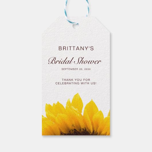 Geel Zonnebloem Naam Script Modern Vrijgezellenfee Cadeaulabel (Achterkant)