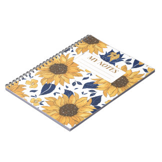 Geel Zonnebloem Patroon Modern Achtergrond Ontwerp Notitieboek