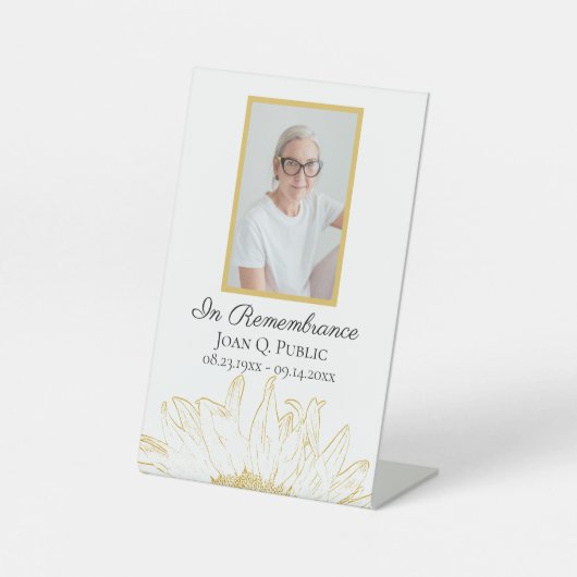 Geel Zonnebloem Viering van het Leven Begrafenis Reclamebord Met Voetstuk (Voorkant)
