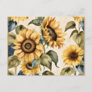 geel zonnebloem Waterverf patroon Briefkaart