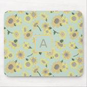 Geel zonnebloemblauw bloembloem Bloem Bloem Monogr Muismat (Voorkant)