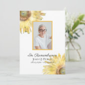 Geel Zonnebloemen Begrafenisdienst Programma (Staand voorkant)