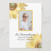 Geel Zonnebloemen Begrafenisdienst Programma (Voorkant)