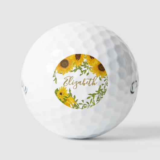 Geel Zonnebloemen Bloemen custom dames Callaway Golfballen (Voorkant)