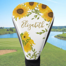 Geel Zonnebloemen Floral custom name dames Golfheadcover