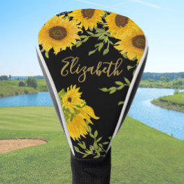 Geel Zonnebloemen Floral custom name dames Golfheadcover
