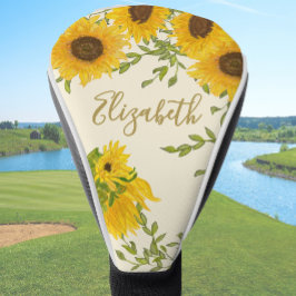 Geel Zonnebloemen Floral custom name dames Golfheadcover