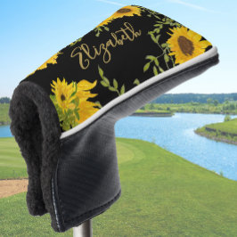 Geel Zonnebloemen Floral custom name dames Golfheadcover