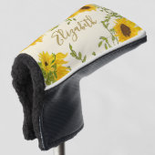 Geel Zonnebloemen Floral custom name dames Golfheadcover (3/4 voorkant)