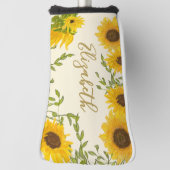 Geel Zonnebloemen Floral custom name dames Golfheadcover (Draai 90)
