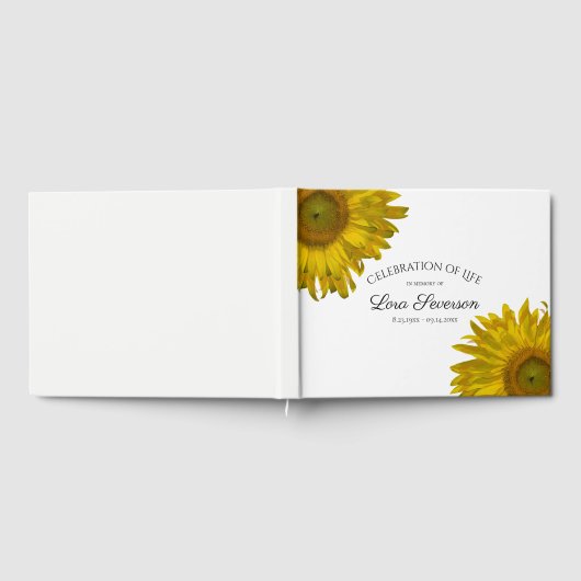 Geel Zonnebloemen Viering van het Leven Memorial Gastenboek (Volledig)