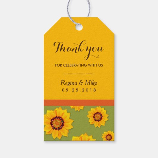 Geel zonnebloempatroon Favors Gift Labels Cadeaulabel (Voorkant)