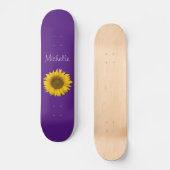 Geel zonnebloempje Monogram Cute Paars Skateboard (Voorkant)