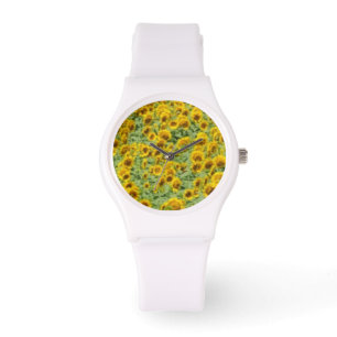 Geel zonnebloemveld horloge