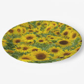 Geel zonnebloemveld papieren bordje (Gekanteld)