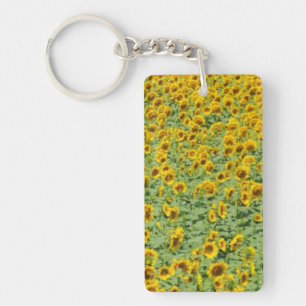 Geel zonnebloemveld sleutelhanger