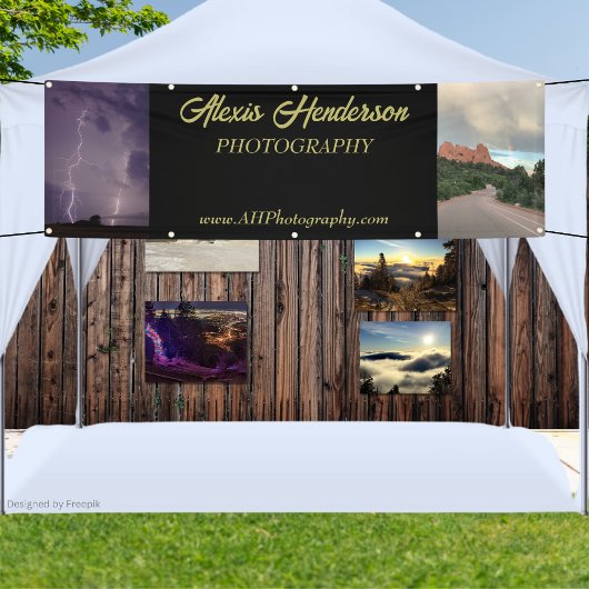 Geel & Zwart 2 Foto Business Booth Tent Spandoek