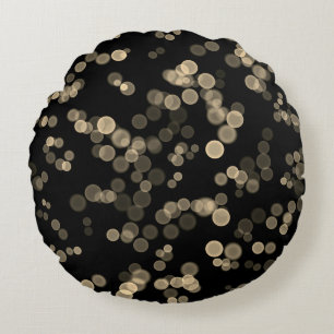 Geel Zwart Abstract Bubble Bokeh Pattern Rond Kussen