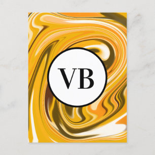 Geel zwart acryl pour marmer add name monogram briefkaart