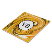 Geel zwart acryl pour marmer add name monogram tegeltje (Zijkant)