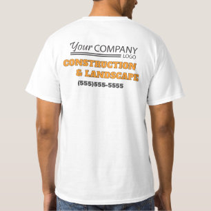 Geel, zwart buitenzakelijk bedrijfsschild met logo t-shirt