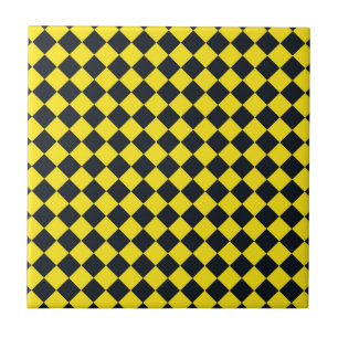 Geel Zwart Checker Diamant Patroon Tegeltje