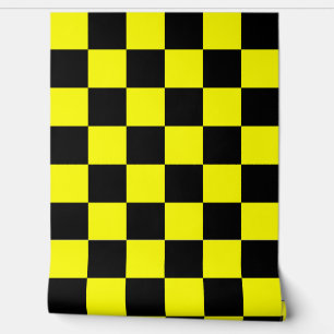 Geel Zwart Checker Patroon Achtergrond Behang