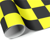 Geel Zwart Checker Patroon Wrapping Papier (Rol Hoek)