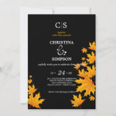 Geel & Zwart Classic herfst bladeren bruiloft Kaart (Voorkant)