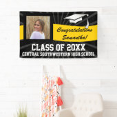 Geel Zwart Custom Photo Afstuderen Sign Spandoek (Insitu)