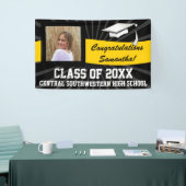 Geel Zwart Custom Photo Afstuderen Sign Spandoek (Beurs)