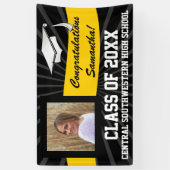 Geel Zwart Custom Photo Afstuderen Sign Spandoek (Verticaal)