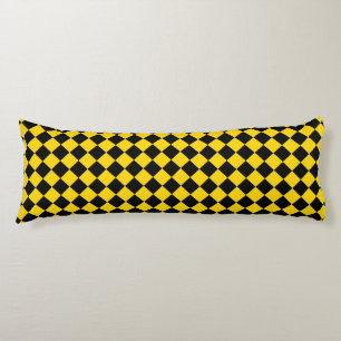 Geel Zwart Dambord Diamant Patroon Lichaamskussen