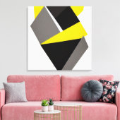 Geel, zwart en grijs 3D Abstract Canvas Afdruk (Insitu (Woonkamer))