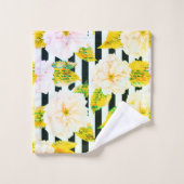 Geel, zwart en wit, stripset handdoeken (Wasdoekje)